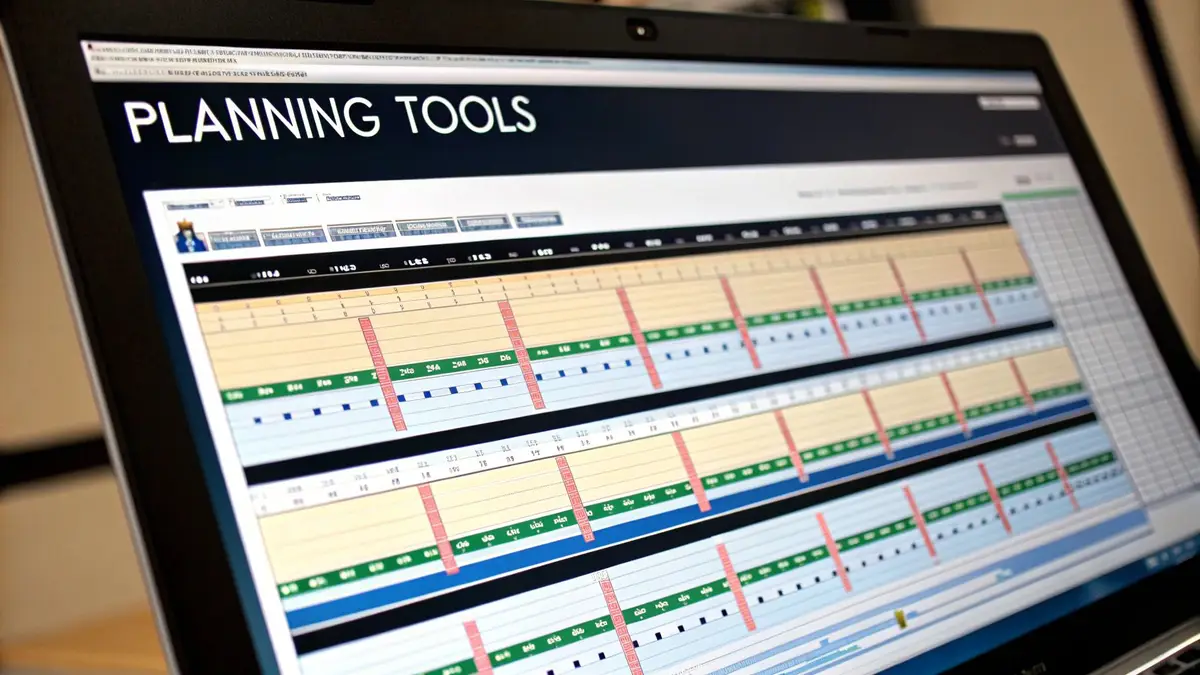 A developer using a laptop with a digital task board displayed on the screen.
